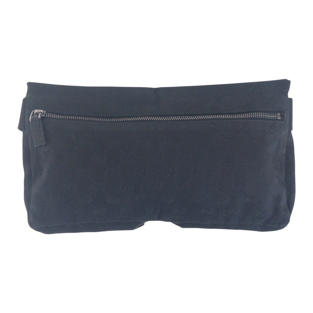 GUCCI Sling bag 28566 GG canvas, leather Black SilverMetal Sling bag, waist pouch, bum bag mens Used Authentic