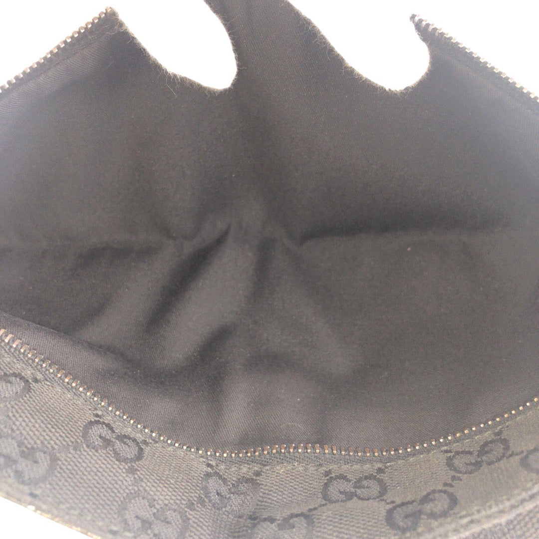 GUCCI Sling bag 28566 GG canvas, leather Black SilverMetal Sling bag, waist pouch, bum bag mens Used Authentic