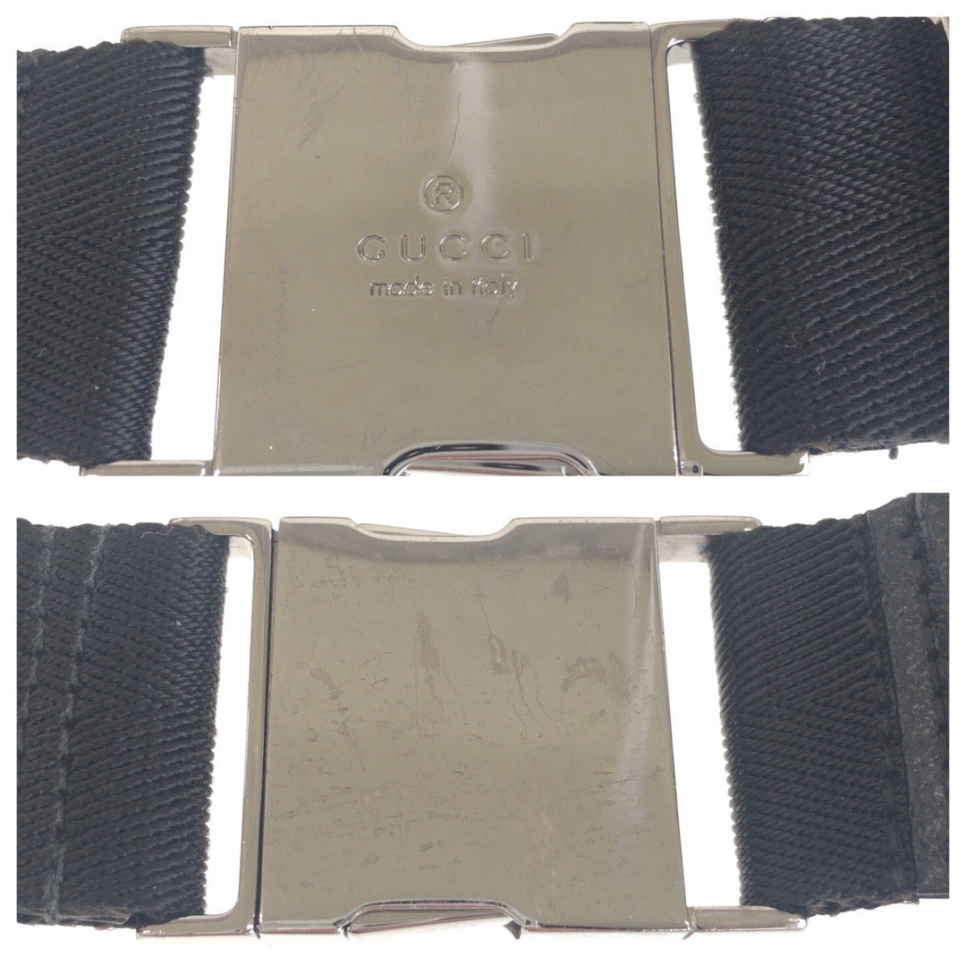 GUCCI Sling bag 28566 GG canvas, leather Black SilverMetal Sling bag, waist pouch, bum bag mens Used Authentic