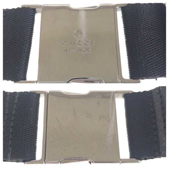 GUCCI Sling bag 28566 GG canvas, leather Black SilverMetal Sling bag, waist pouch, bum bag mens Used Authentic
