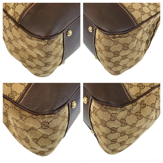 GUCCI Tote Bag 161719 GG canvas, leather Beige Brown Gold Metal Tote Bag Shoulder Bag Sherry Line Princess Women Used Authentic