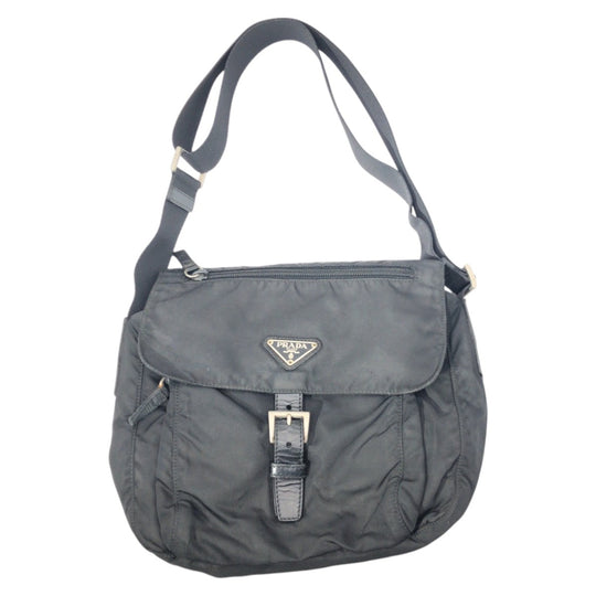 PRADA Shoulder Bag Nylon Black black Shoulder Bag Unisex Test Triangular logo Women Used Authentic