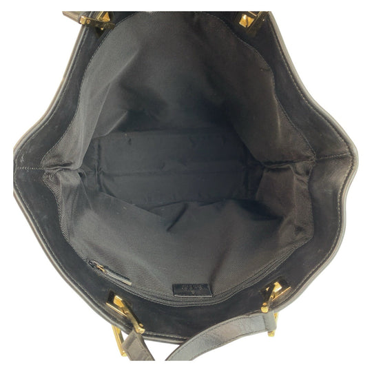 GUCCI Tote Bag 002 1098 GG canvas, leather Black GoldMetal Tote Bag Shoulder Bag Women Used Authentic