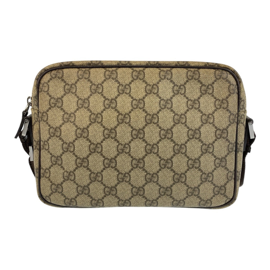 GUCCI Shoulder Bag 114291 GG Supreme canvas, leather Brown beige Crossbody Shoulder Bag Pochette Women Used Authentic