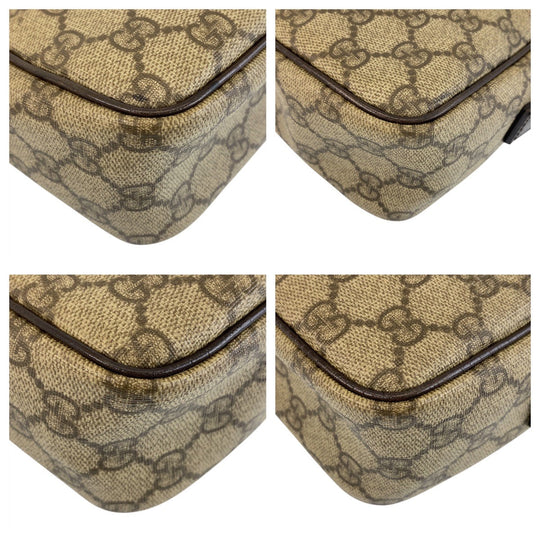 GUCCI Shoulder Bag 114291 GG Supreme canvas, leather Brown beige Crossbody Shoulder Bag Pochette Women Used Authentic