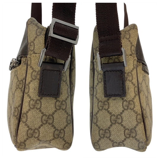 GUCCI Shoulder Bag 114291 GG Supreme canvas, leather Brown beige Crossbody Shoulder Bag Pochette Women Used Authentic