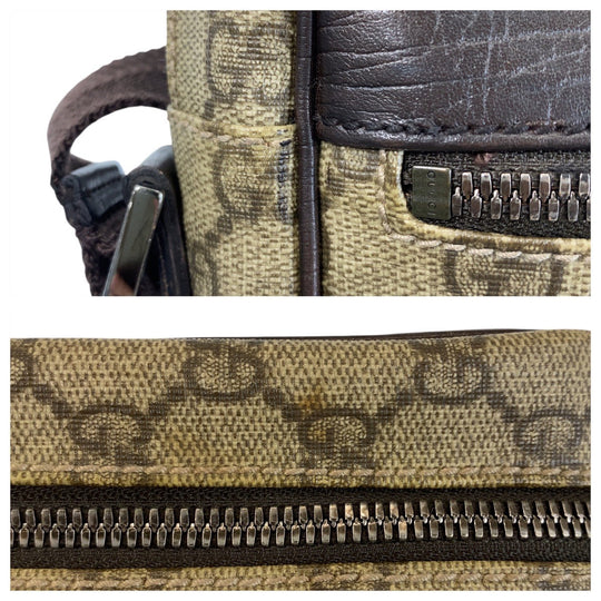 GUCCI Shoulder Bag 114291 GG Supreme canvas, leather Brown beige Crossbody Shoulder Bag Pochette Women Used Authentic