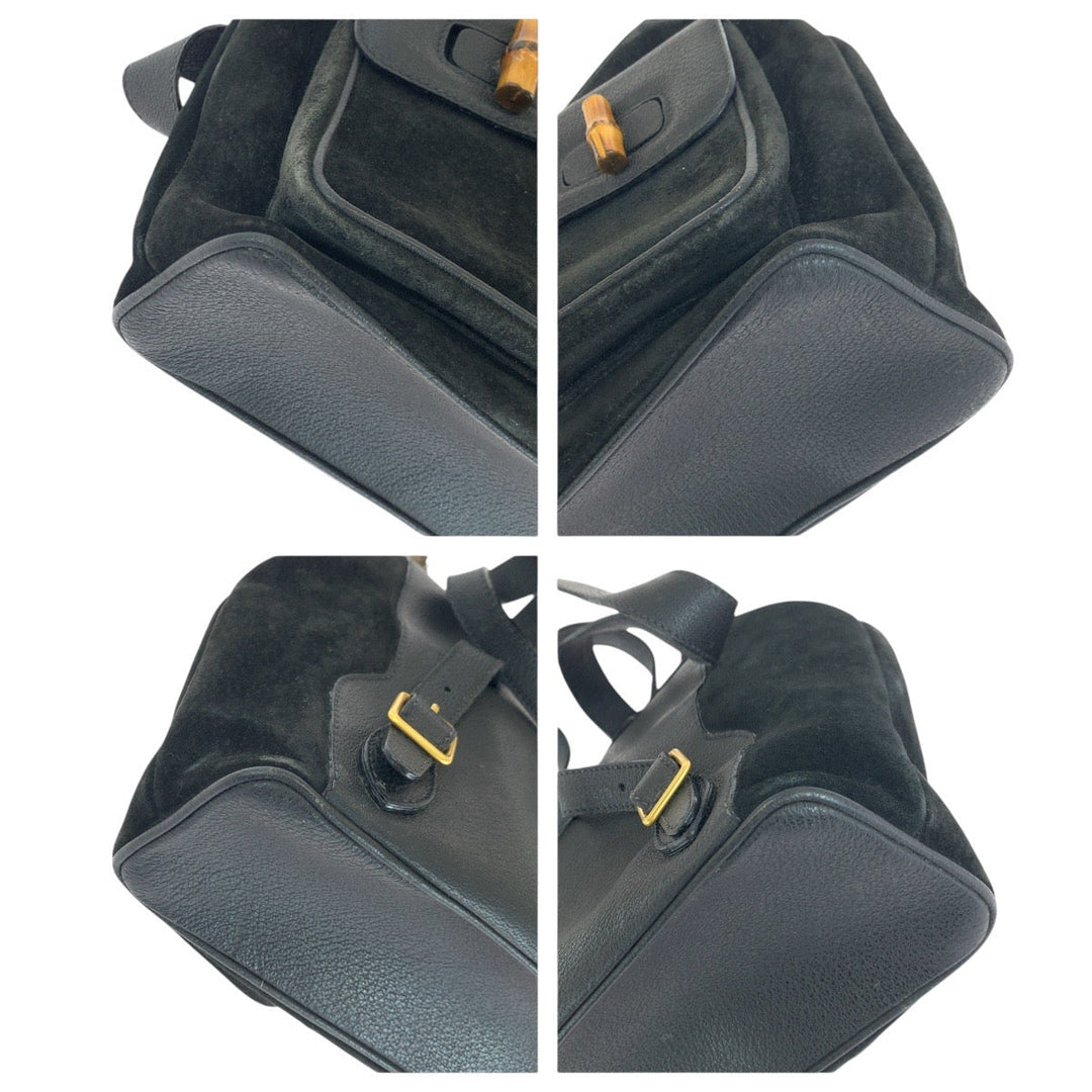 GUCCI Backpack 003 2058 0016 Suede, Leather black Backpacks & Daypacks Backpacks Bamboo Women Used Authentic