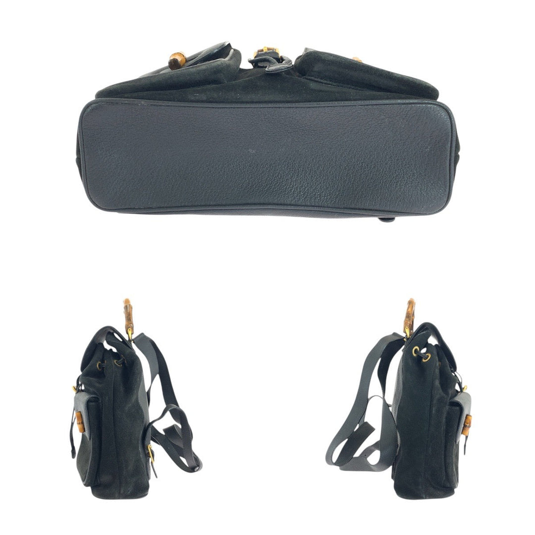 GUCCI Backpack 003 2058 0016 Suede, Leather black Backpacks & Daypacks Backpacks Bamboo Women Used Authentic