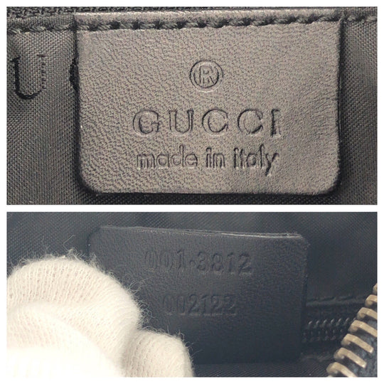 GUCCI Shoulder Bag 001 3812 leather Black SilverMetal Women Used Authentic