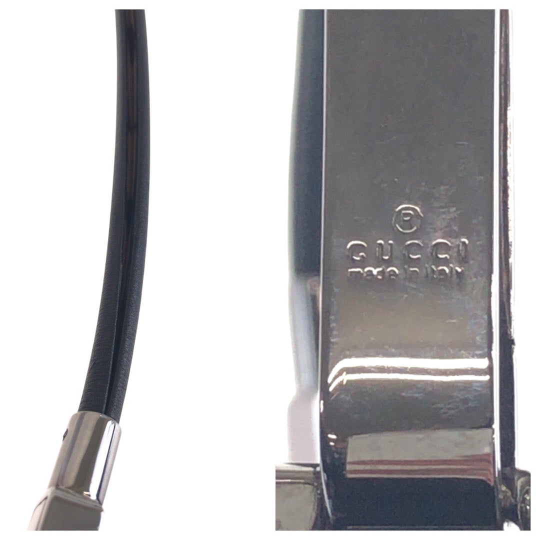 GUCCI Shoulder Bag 001 3812 leather Black SilverMetal Women Used Authentic