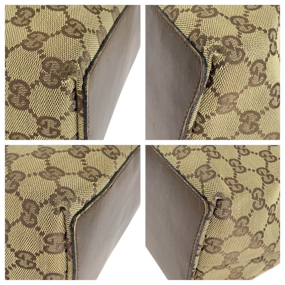 GUCCI Tote Bag 31243 GG canvas, leather Beige brown Tote Bag Shoulder Bag Women Used Authentic
