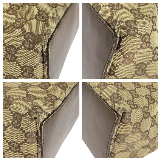 GUCCI Tote Bag 31243 GG canvas, leather Beige brown Tote Bag Shoulder Bag Women Used Authentic