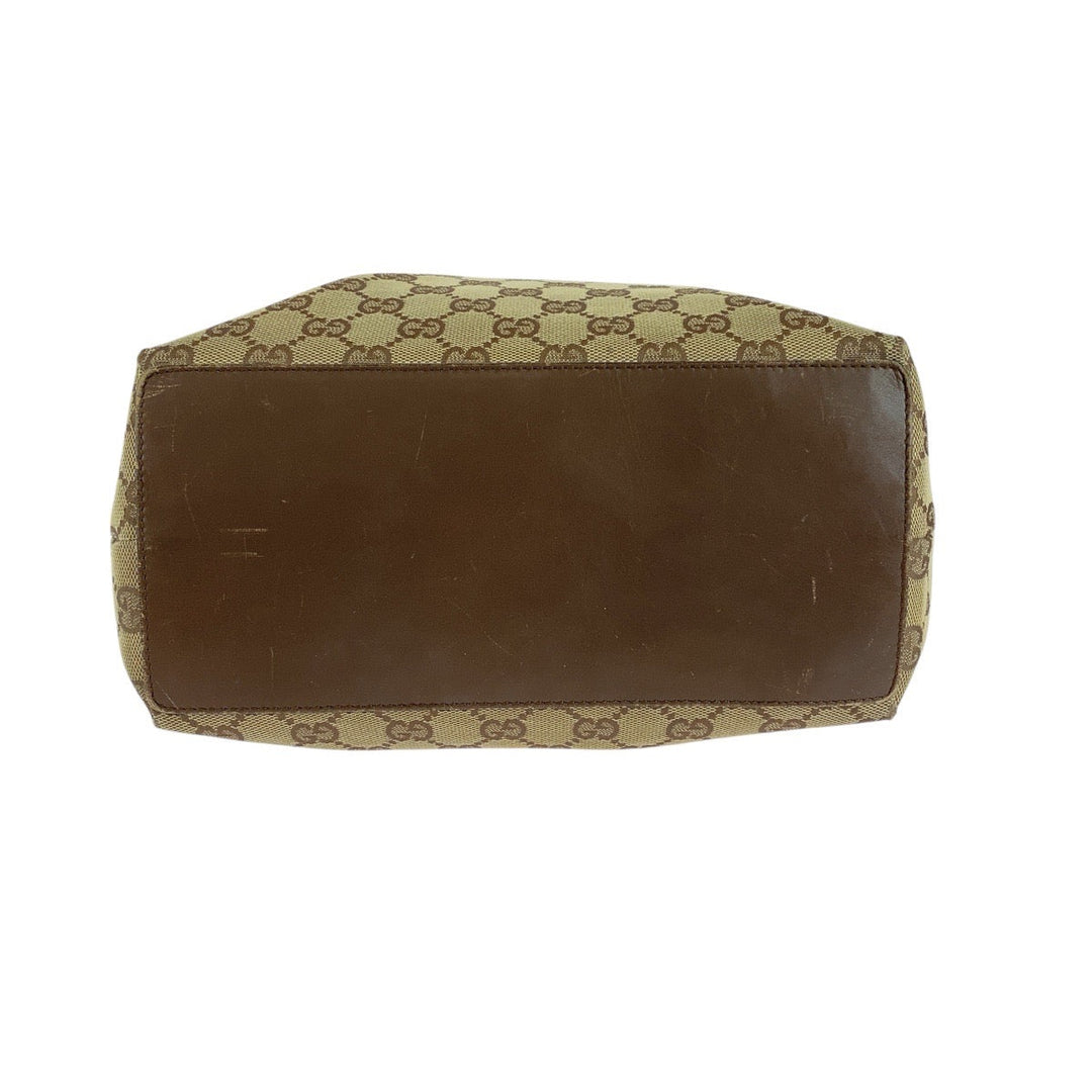 GUCCI Tote Bag 31243 GG canvas, leather Beige brown Tote Bag Shoulder Bag Women Used Authentic
