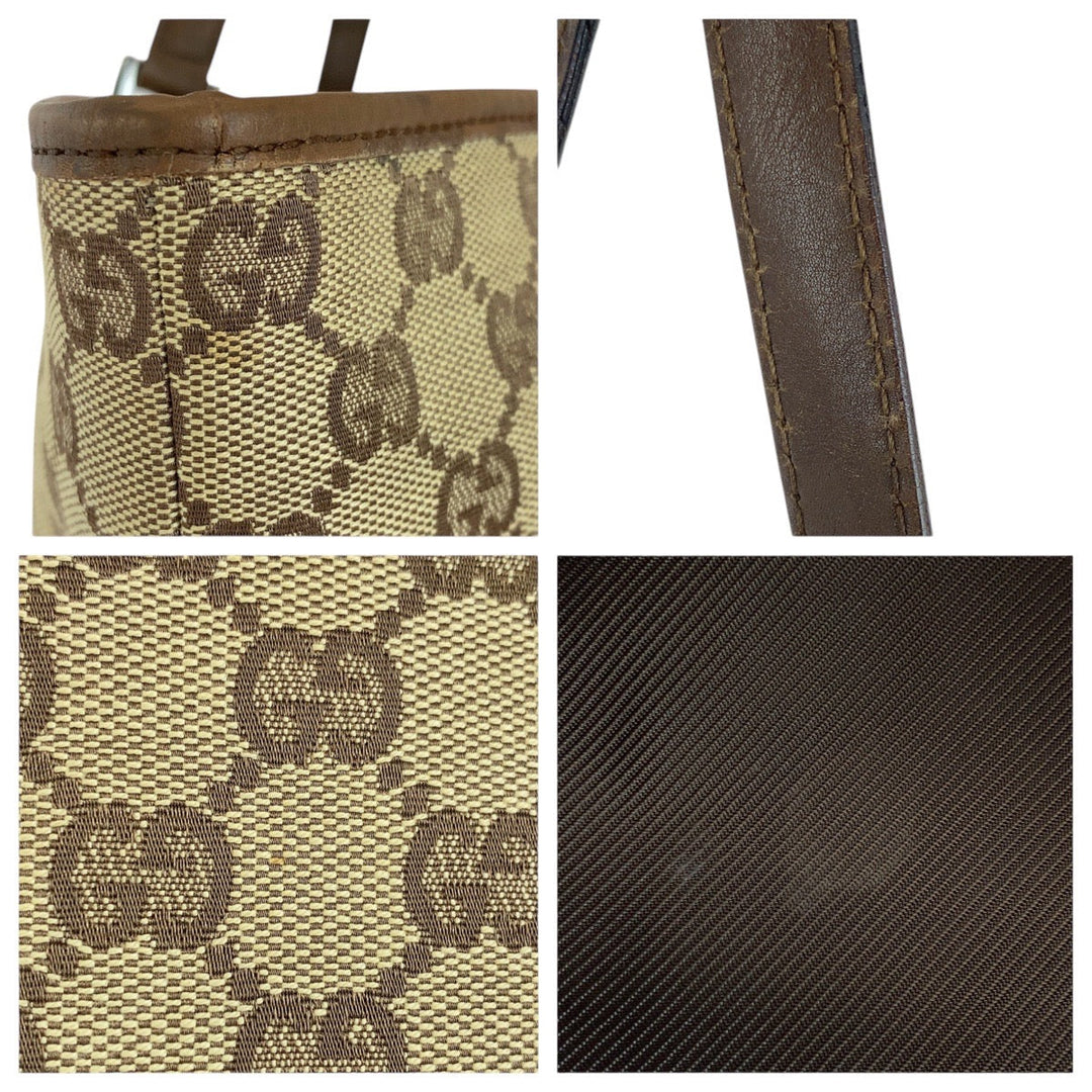 GUCCI Tote Bag 31243 GG canvas, leather Beige brown Tote Bag Shoulder Bag Women Used Authentic