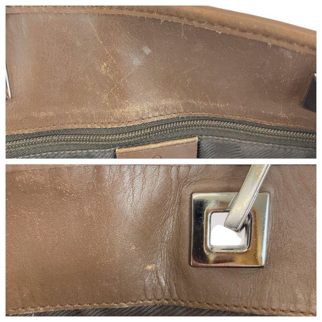 GUCCI Tote Bag 31243 GG canvas, leather Beige brown Tote Bag Shoulder Bag Women Used Authentic