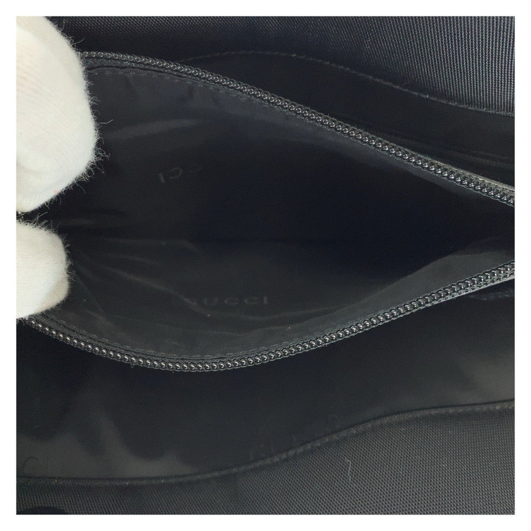 GUCCI Tote Bag 002 1010 Nylon, Bamboo Black SilverMetal Tote Bag Shoulder Bag Bamboo Women Used Authentic