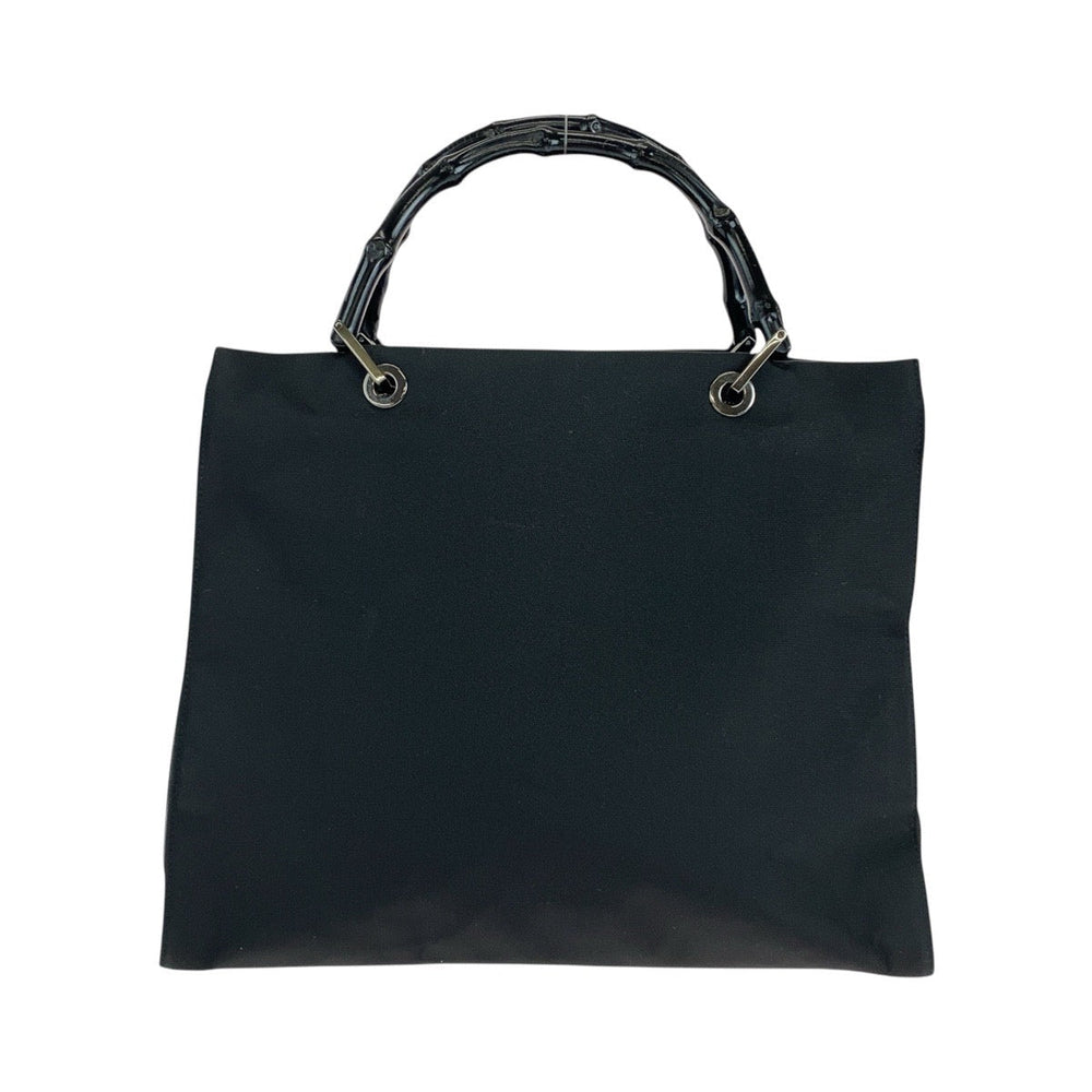GUCCI Tote Bag 002 1010 Nylon, Bamboo Black SilverMetal Tote Bag Shoulder Bag Bamboo Women Used Authentic
