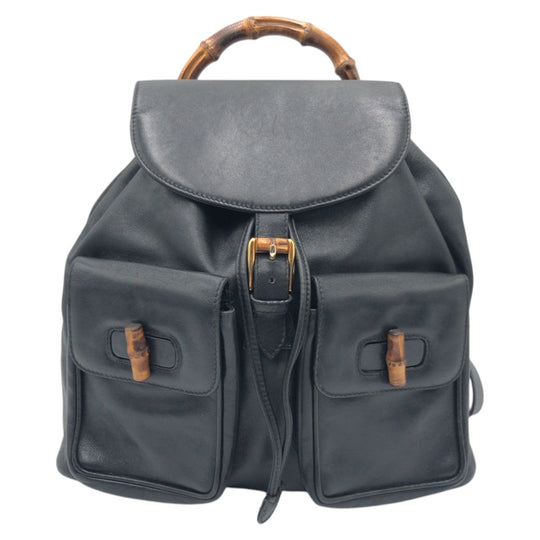 GUCCI Backpack 003 1998 0016 leather Black black Backpack Unisex Bamboo Women Used Authentic