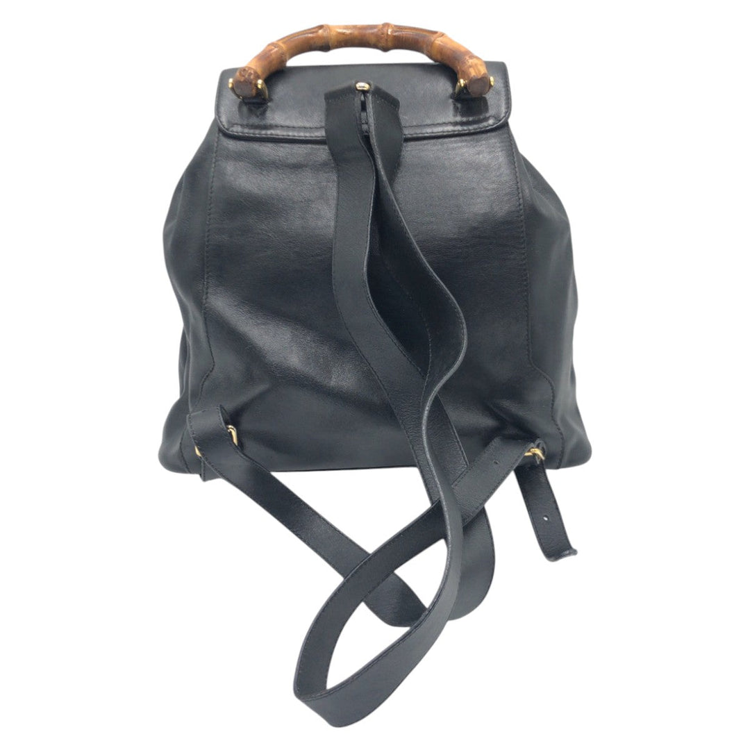 GUCCI Backpack 003 1998 0016 leather Black black Backpack Unisex Bamboo Women Used Authentic