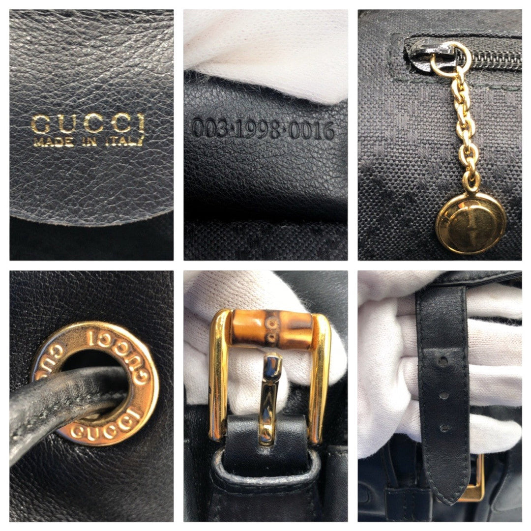 GUCCI Backpack 003 1998 0016 leather Black black Backpack Unisex Bamboo Women Used Authentic
