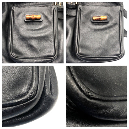 GUCCI Backpack 003 1998 0016 leather Black black Backpack Unisex Bamboo Women Used Authentic