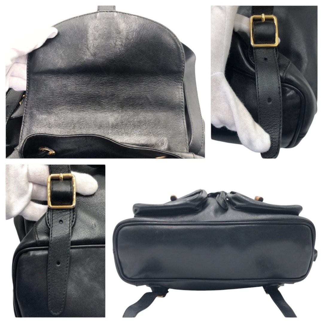 GUCCI Backpack 003 1998 0016 leather Black black Backpack Unisex Bamboo Women Used Authentic