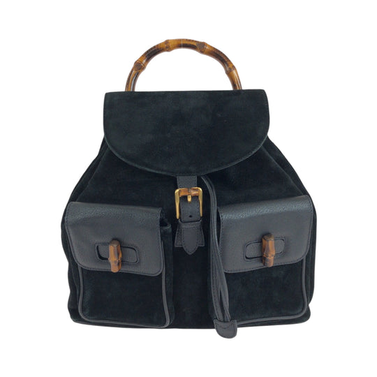 GUCCI Backpack 003 2058 Suede, Leather black Backpack Backpack Bamboo Women Used Authentic