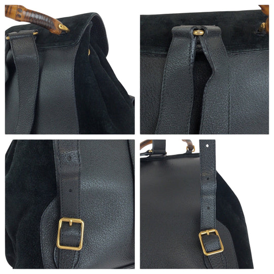 GUCCI Backpack 003 2058 Suede, Leather black Backpack Backpack Bamboo Women Used Authentic