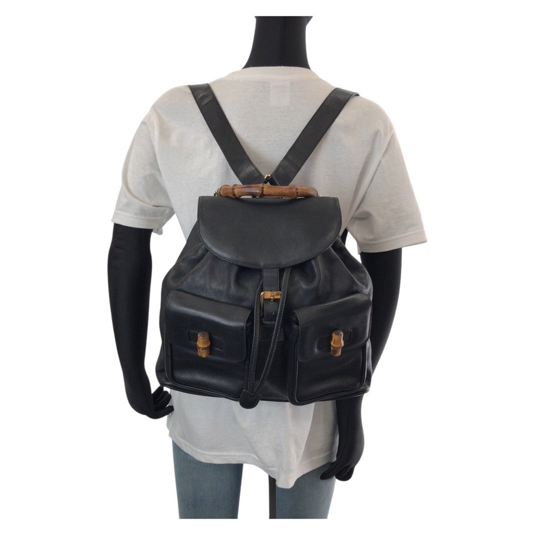 GUCCI Backpack 003 2058 0016 leather black Backpacks & Daypacks Backpacks Bamboo Women Used Authentic