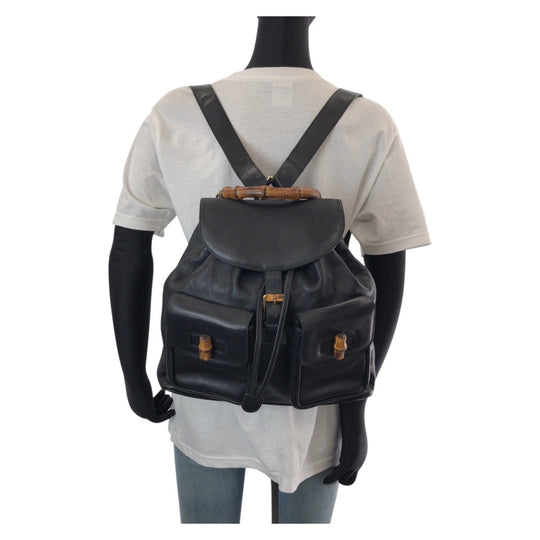 GUCCI Backpack 003 2058 0016 leather black Backpacks & Daypacks Backpacks Bamboo Women Used Authentic