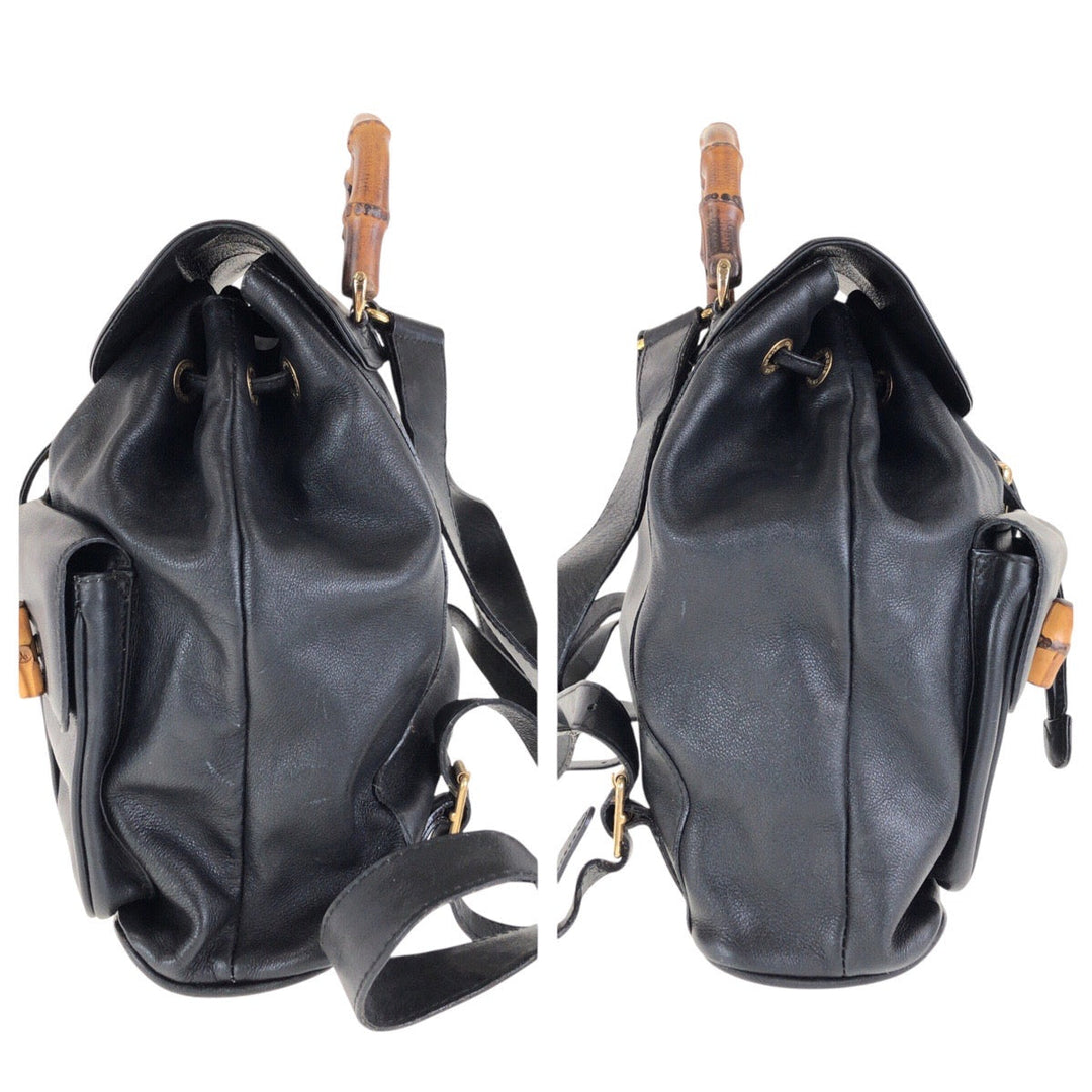GUCCI Backpack 003 2058 0016 leather black Backpacks & Daypacks Backpacks Bamboo Women Used Authentic