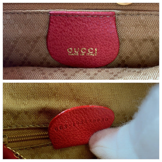 GUCCI Backpack 003 1956 0030 Suede, Leather Red Backpacks & Daypacks Backpacks Bamboo Women Used Authentic
