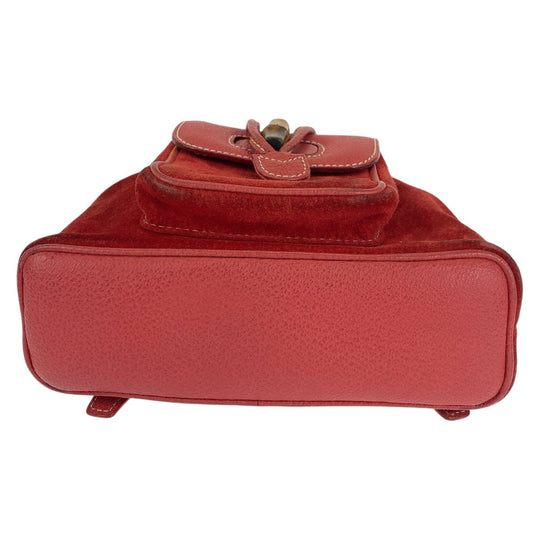 GUCCI Backpack 003 1956 0030 Suede, Leather Red Backpacks & Daypacks Backpacks Bamboo Women Used Authentic
