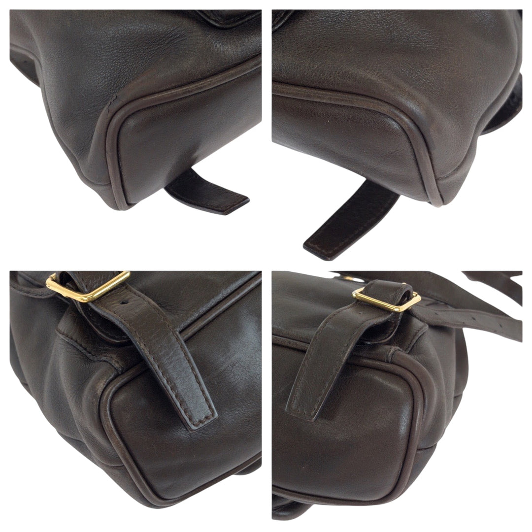 GUCCI Backpack 003 2852 leather Dark brown brown Backpack Backpack Bamboo Women Used Authentic