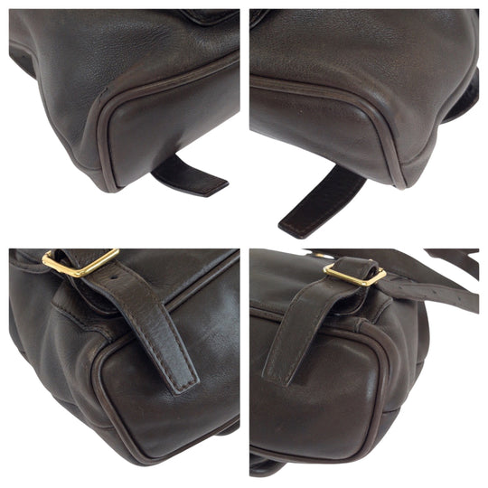 GUCCI Backpack 003 2852 leather Dark brown brown Backpack Backpack Bamboo Women Used Authentic
