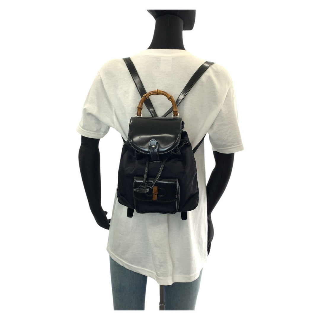 GUCCI Backpack 003 1998 0030 leather black Backpacks & Daypacks Backpacks Bamboo Women Used Authentic