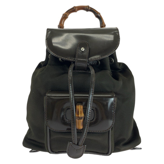 GUCCI Backpack 003 1998 0030 Canvas, enamel Brown Backpacks & Daypacks Backpacks Bamboo Women Used Authentic