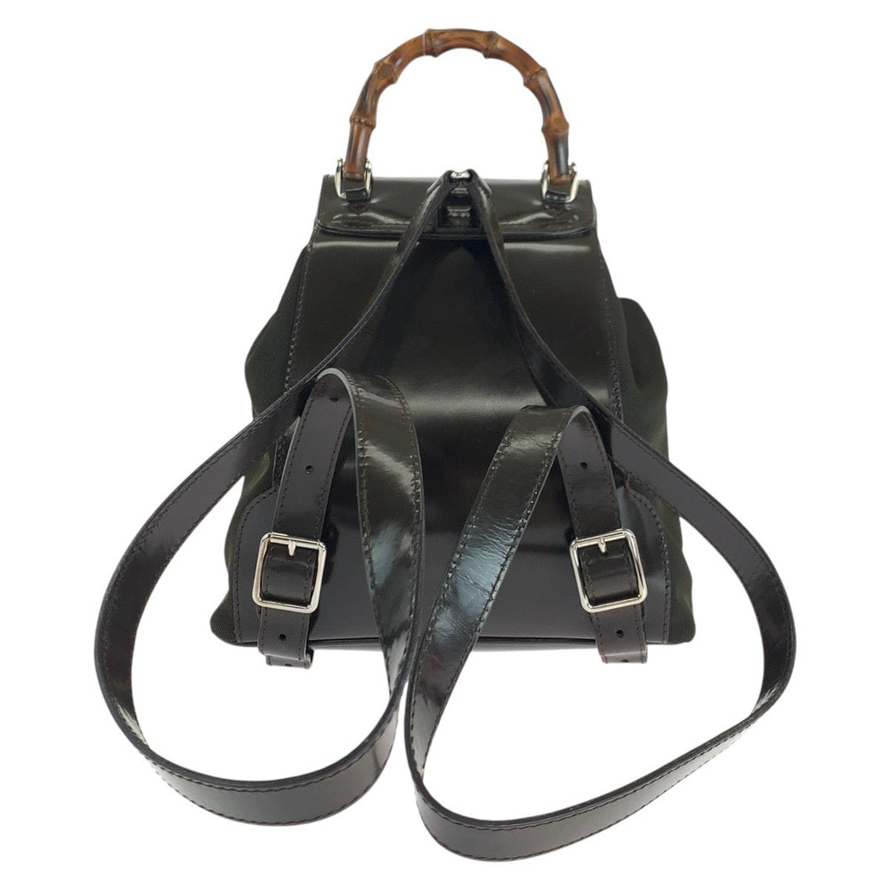 GUCCI Backpack 003 1998 0030 Canvas, enamel Brown Backpacks & Daypacks Backpacks Bamboo Women Used Authentic