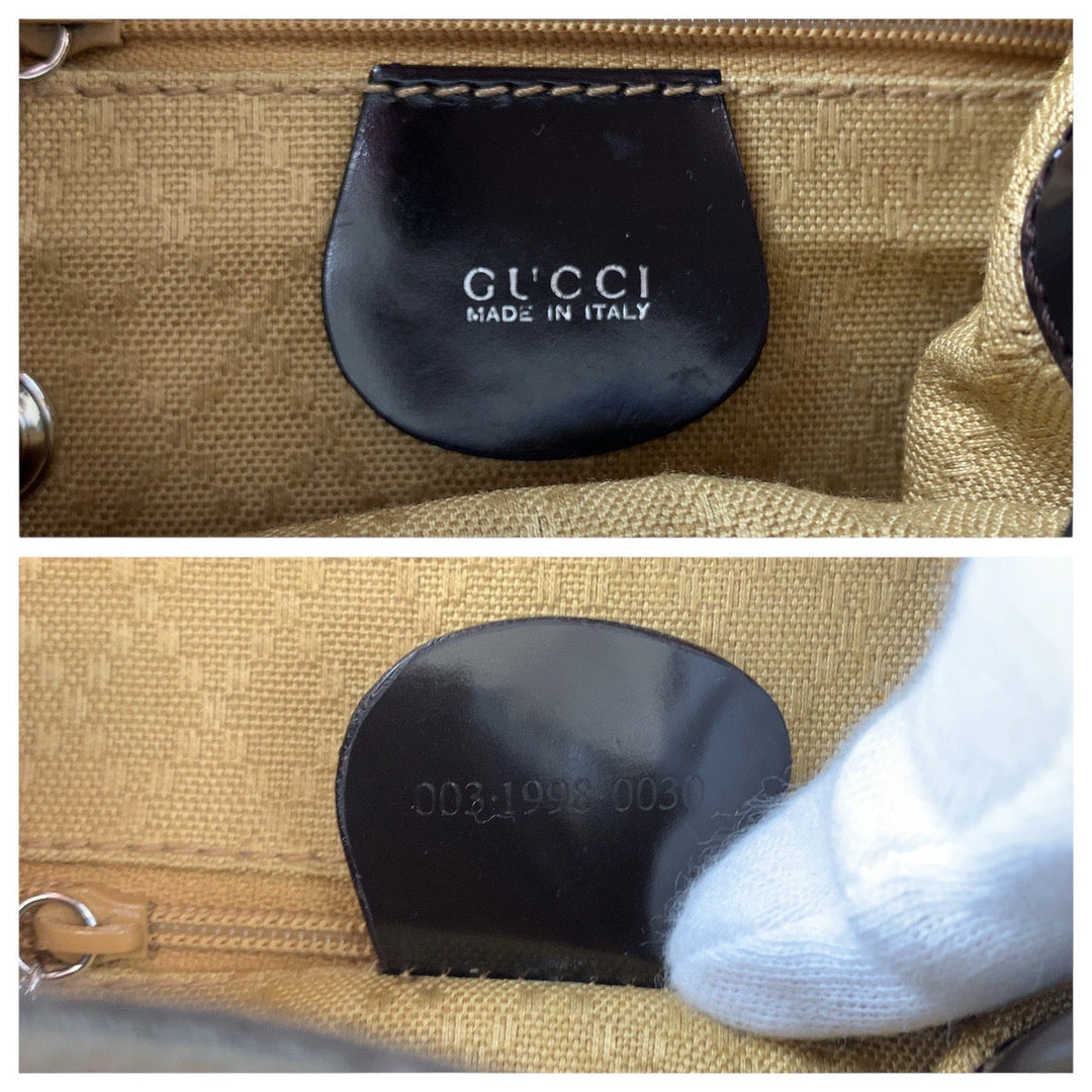 GUCCI Backpack 003 1998 0030 Canvas, enamel Brown Backpacks & Daypacks Backpacks Bamboo Women Used Authentic