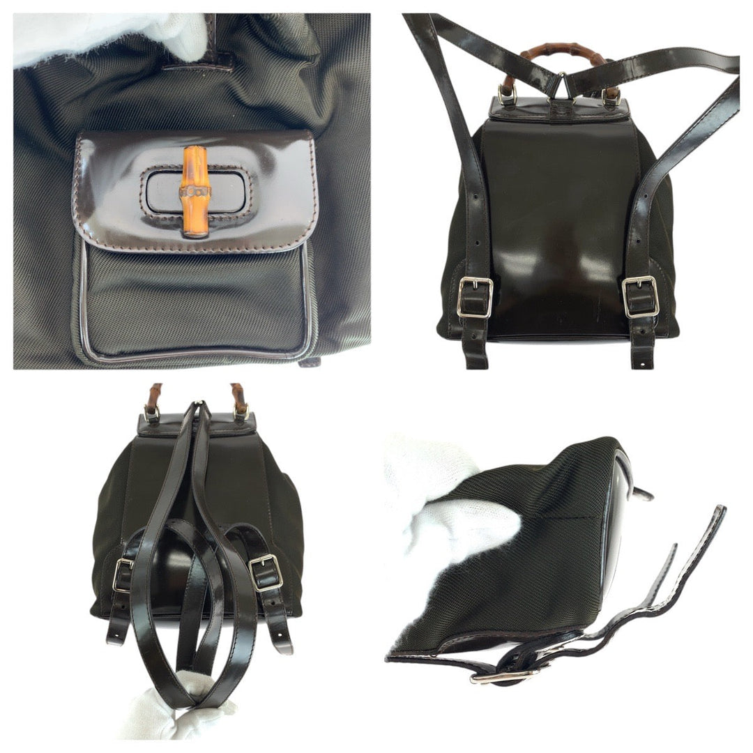 GUCCI Backpack 003 1998 0030 Canvas, enamel Brown Backpacks & Daypacks Backpacks Bamboo Women Used Authentic
