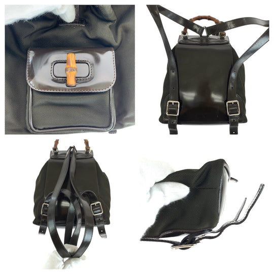 GUCCI Backpack 003 1998 0030 Canvas, enamel Brown Backpacks & Daypacks Backpacks Bamboo Women Used Authentic