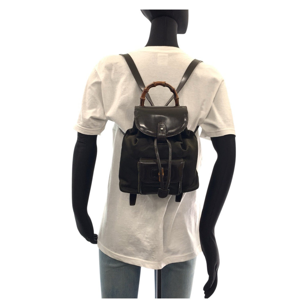 GUCCI Backpack 003 1998 0030 Canvas, enamel Brown Backpacks & Daypacks Backpacks Bamboo Women Used Authentic