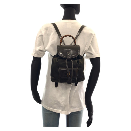 GUCCI Backpack 003 1998 0030 Canvas, enamel Brown Backpacks & Daypacks Backpacks Bamboo Women Used Authentic