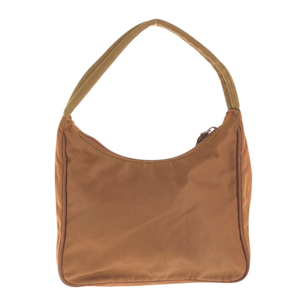 PRADA Handbag Nylon Brown Silver Metal Handbag Test Triangle With logo Women Used Authentic