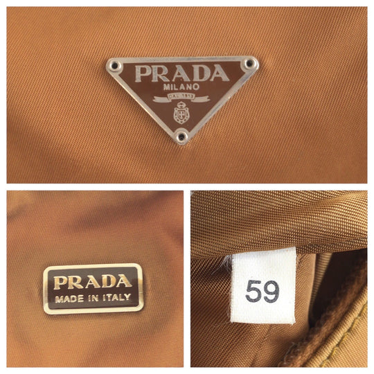 PRADA Handbag Nylon Brown Silver Metal Handbag Test Triangle With logo Women Used Authentic