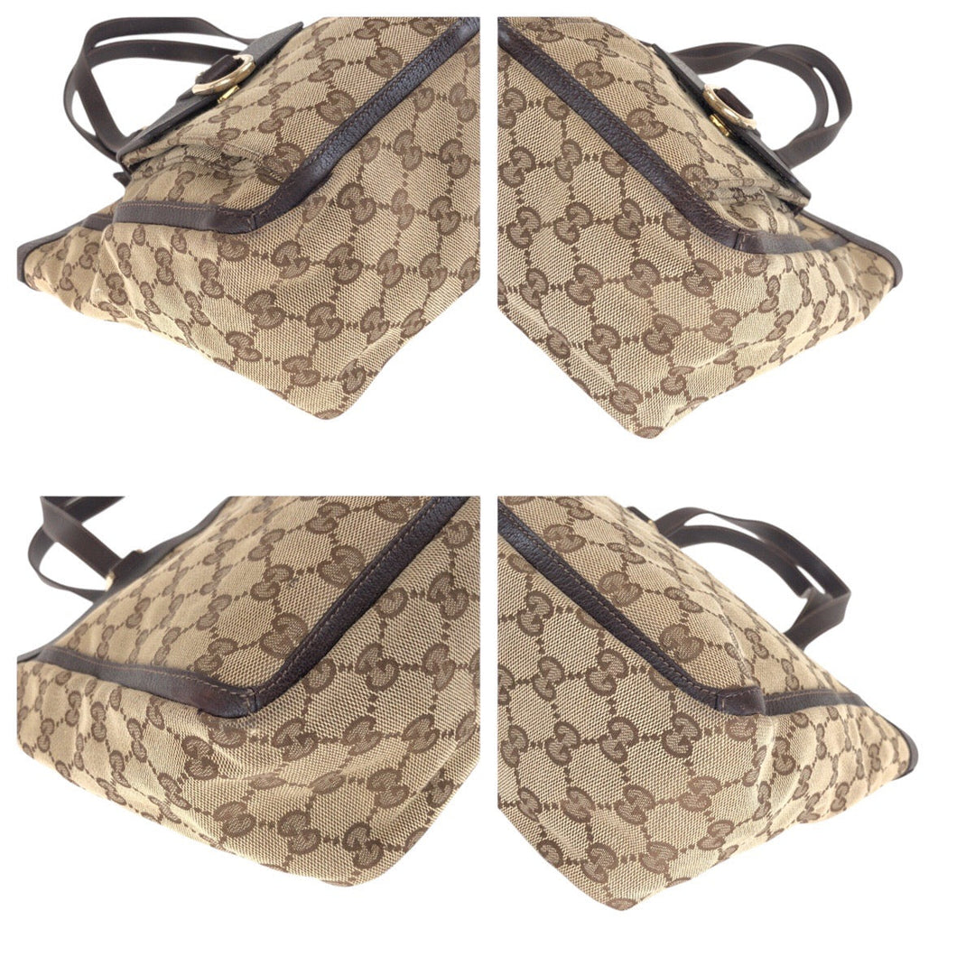 GUCCI Tote Bag 146247 GG canvas, leather Brown Gold Metal Tote Bag Shoulder Bag Abbey Women Used Authentic