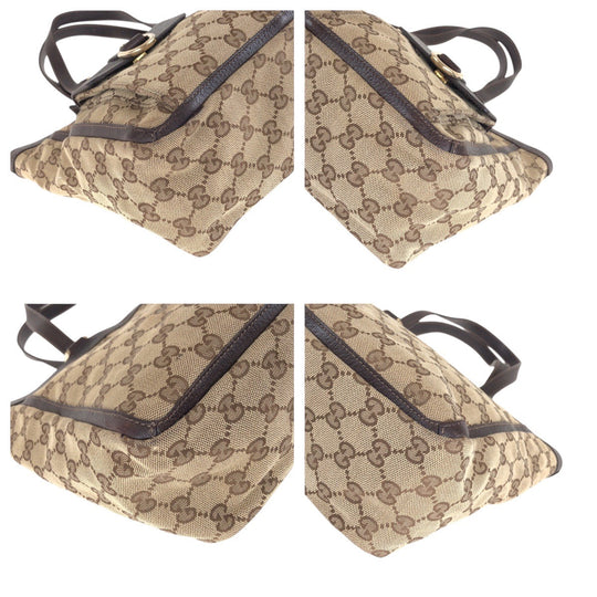GUCCI Tote Bag 146247 GG canvas, leather Brown Gold Metal Tote Bag Shoulder Bag Abbey Women Used Authentic