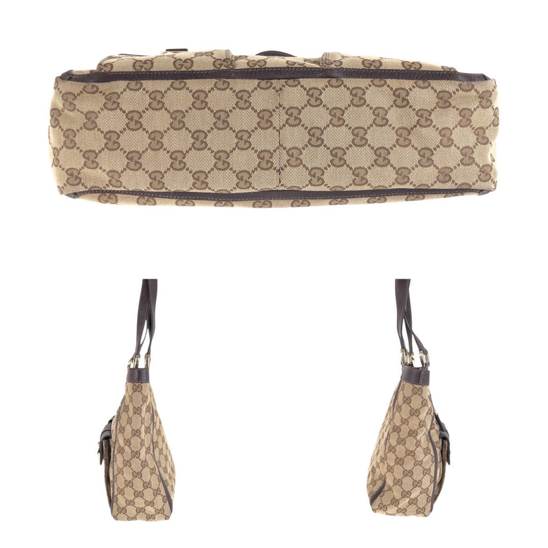 GUCCI Tote Bag 146247 GG canvas, leather Brown Gold Metal Tote Bag Shoulder Bag Abbey Women Used Authentic
