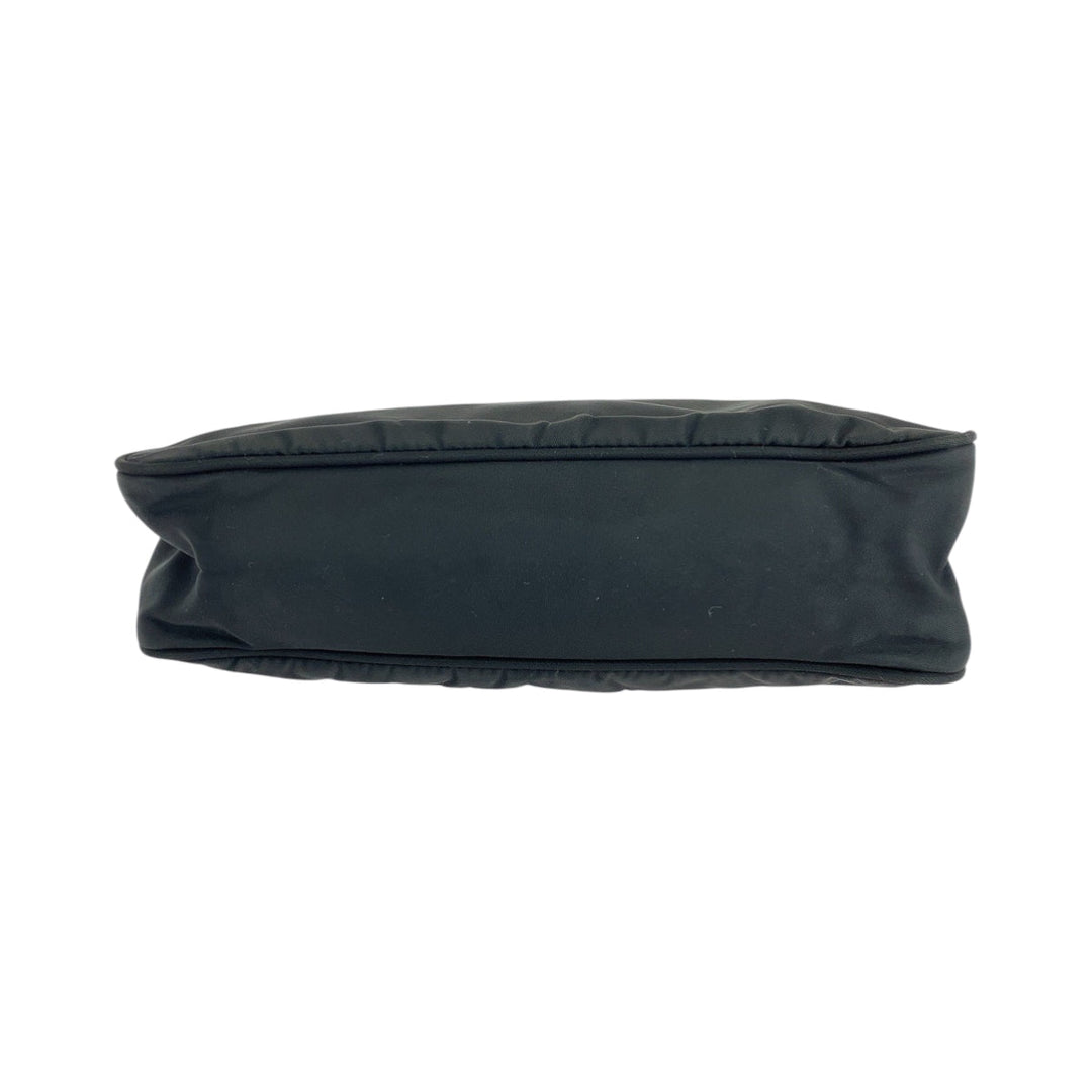 PRADA Handbag Nylon Black SilverMetal Handbag accessory pouch Tessuto Hobo Triangle With logo Women Used Authentic